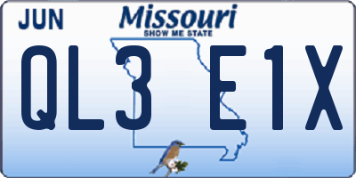 MO license plate QL3E1X