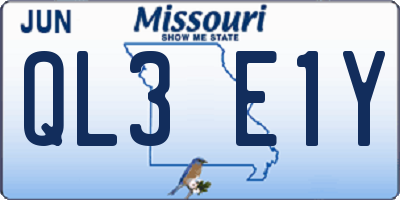 MO license plate QL3E1Y