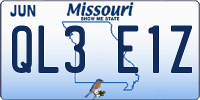 MO license plate QL3E1Z