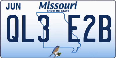 MO license plate QL3E2B