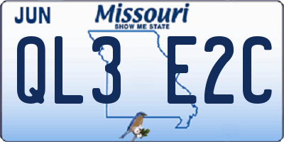 MO license plate QL3E2C
