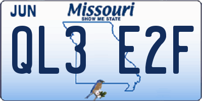 MO license plate QL3E2F