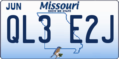 MO license plate QL3E2J