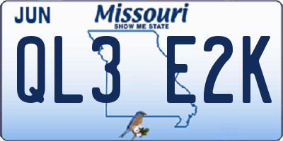 MO license plate QL3E2K