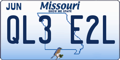 MO license plate QL3E2L