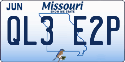 MO license plate QL3E2P