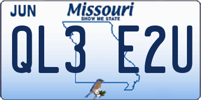 MO license plate QL3E2U