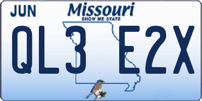 MO license plate QL3E2X