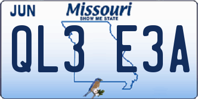 MO license plate QL3E3A
