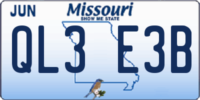 MO license plate QL3E3B