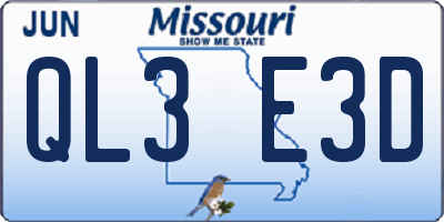 MO license plate QL3E3D