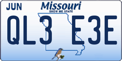 MO license plate QL3E3E