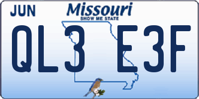 MO license plate QL3E3F