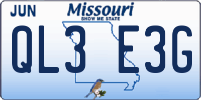 MO license plate QL3E3G