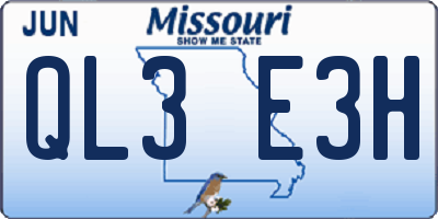 MO license plate QL3E3H