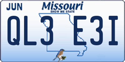 MO license plate QL3E3I