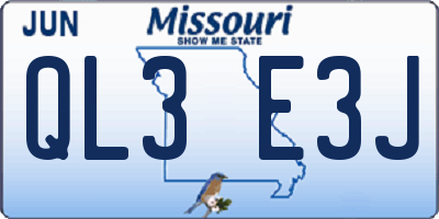 MO license plate QL3E3J