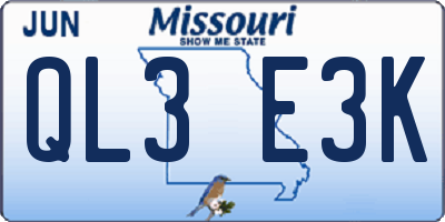 MO license plate QL3E3K