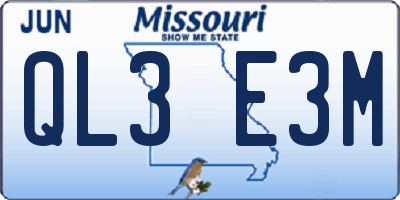 MO license plate QL3E3M