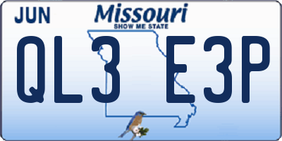 MO license plate QL3E3P