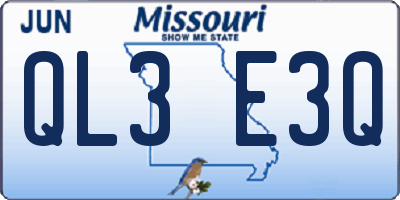 MO license plate QL3E3Q