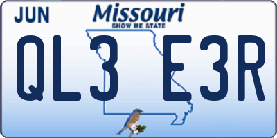 MO license plate QL3E3R