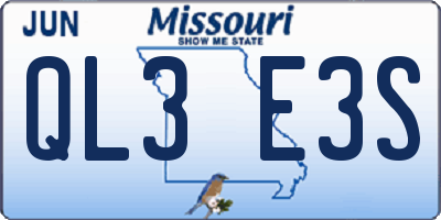 MO license plate QL3E3S