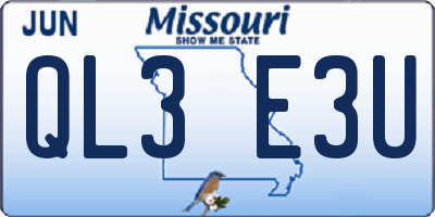 MO license plate QL3E3U