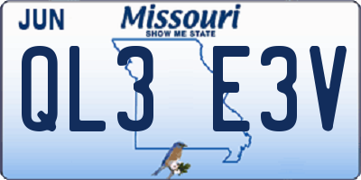 MO license plate QL3E3V