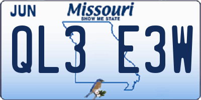 MO license plate QL3E3W