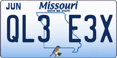 MO license plate QL3E3X