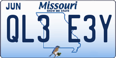 MO license plate QL3E3Y