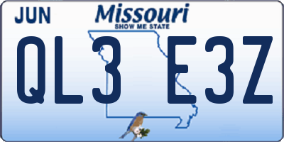 MO license plate QL3E3Z