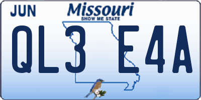 MO license plate QL3E4A