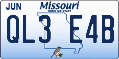 MO license plate QL3E4B