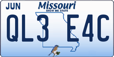MO license plate QL3E4C