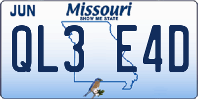 MO license plate QL3E4D