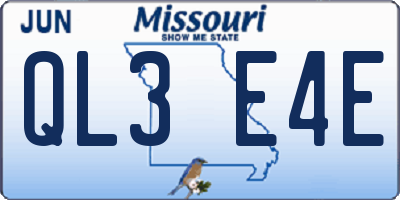 MO license plate QL3E4E