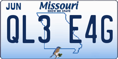 MO license plate QL3E4G