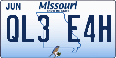 MO license plate QL3E4H