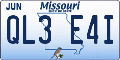 MO license plate QL3E4I