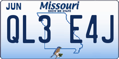 MO license plate QL3E4J