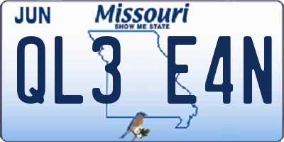 MO license plate QL3E4N