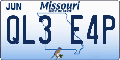 MO license plate QL3E4P