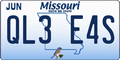 MO license plate QL3E4S