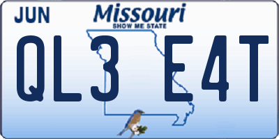 MO license plate QL3E4T