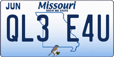 MO license plate QL3E4U