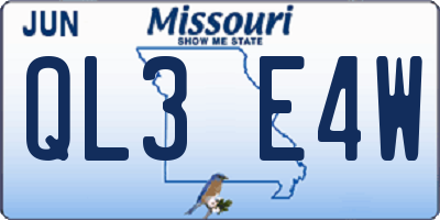 MO license plate QL3E4W