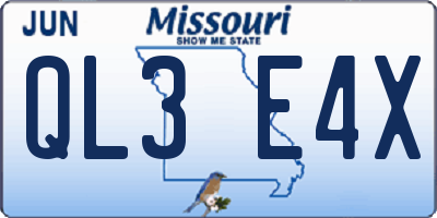 MO license plate QL3E4X