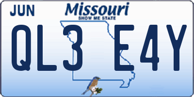 MO license plate QL3E4Y